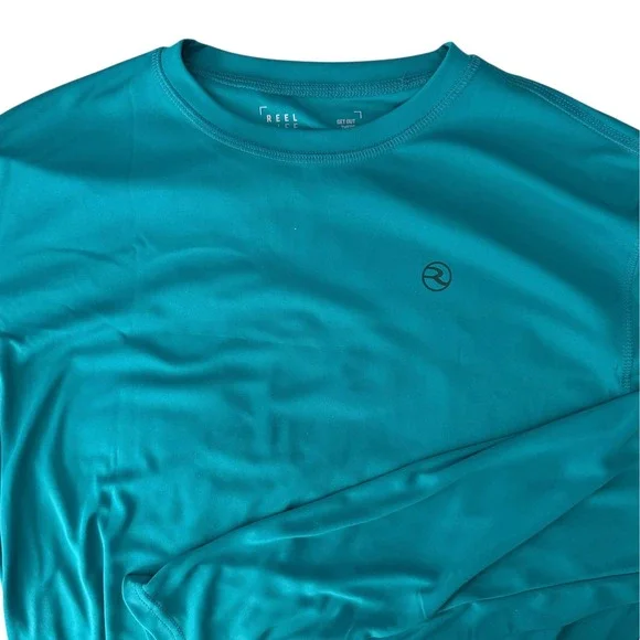 Reel Life Jax Beach UPF50 Tee Mens Large Teal Long Sleeve Graphic Performance - Picture 14 of 16